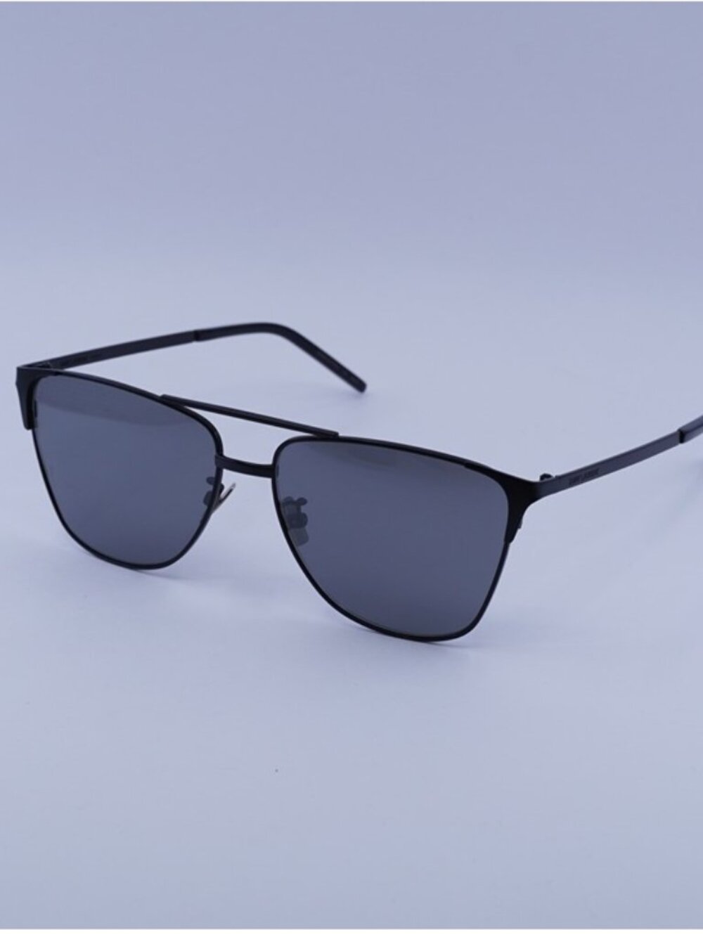 Saint Laurent SL280 002 Sunglasses Black Square Frame, Silver Lenses